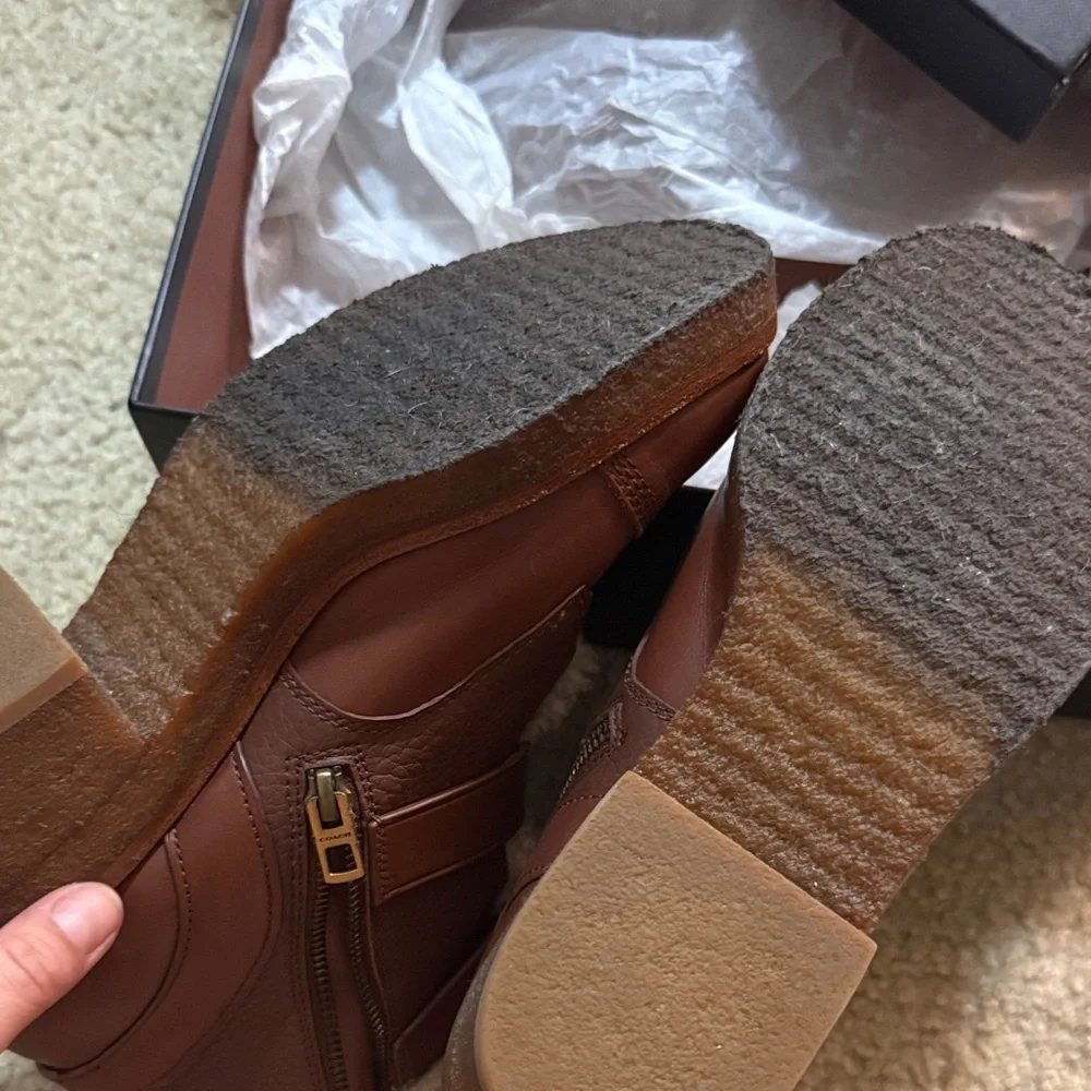 Coach Women's Tan Leather Boots - Picture 2 of 9